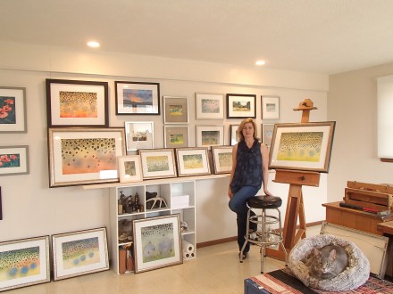 Me with artwork that is ready to be delivered to Abbey Lane Gallery, Creede, Colorado